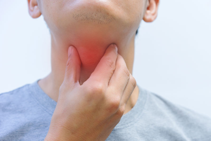 dental patient with sore throat