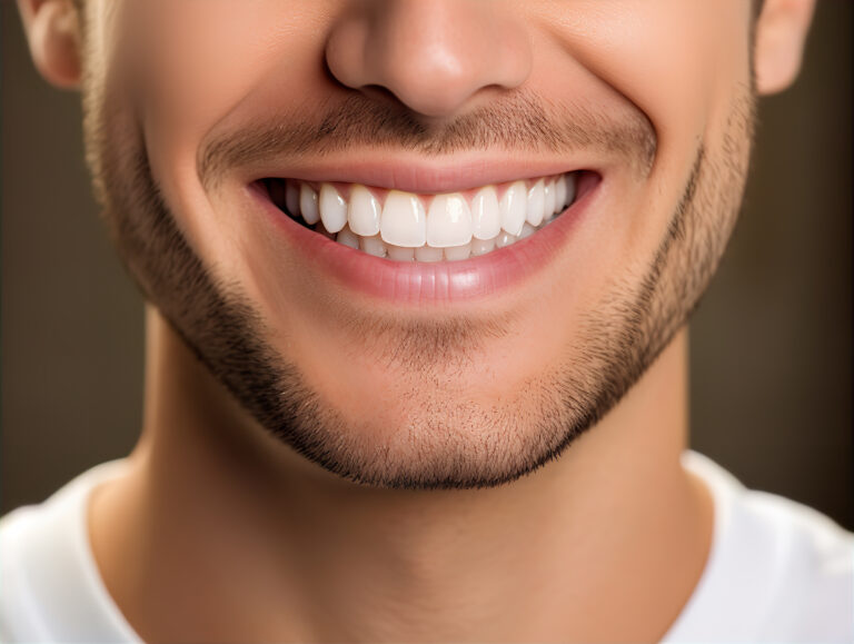 an image of a man smiling with dental implants.