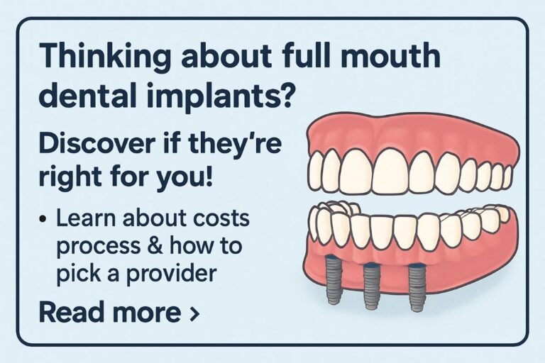 Image of a dentist consulting with a patient about full dental implants, using a digital display to show the implant process and final results. The dentist is pointing to the screen, highlighting the benefits of the procedure. No text on the image.