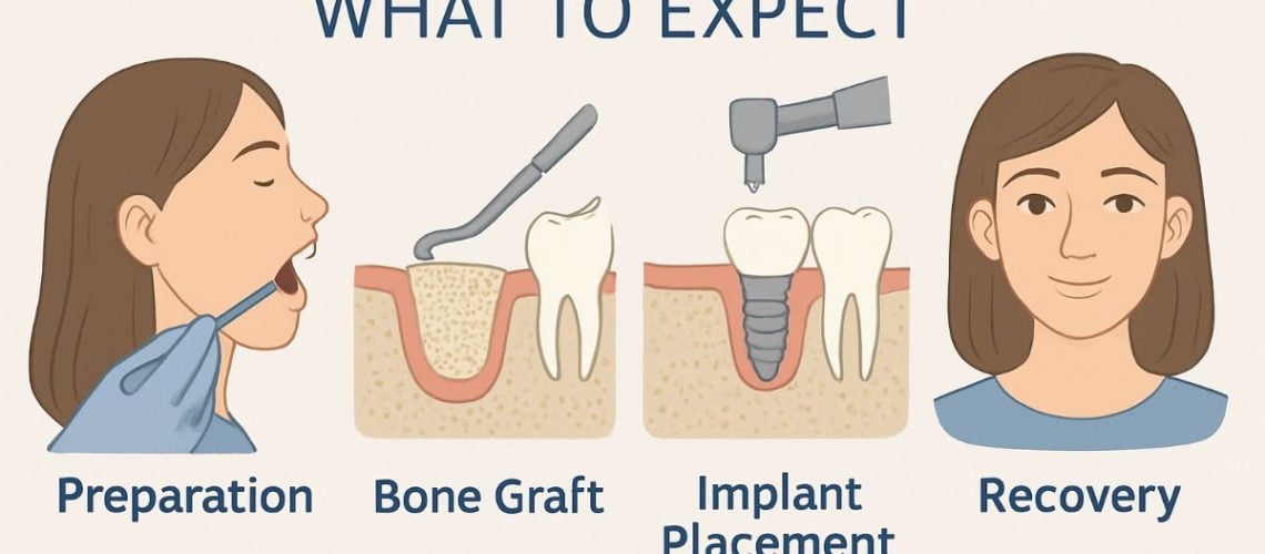 featured-image-17b2aa30.jpg A dentist is performing a bone implant surgery on a patient, with close-up detail on the tools and bone grafting material being used. No text on image.
